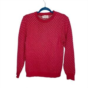 Vintage Prego Red Crew Neck Knit Cotton Sweater USA